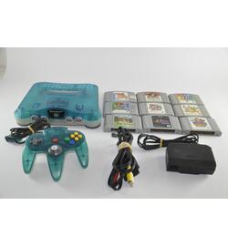 Nintendo 64 Aqua Blue Console With 9 Games