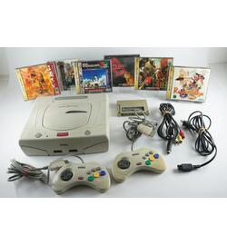 Sega Saturn Console White 6 Games Japanese