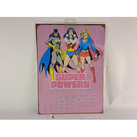 Vintage Batgirl Wonder Woman and Supergirl Reusable Metal Calendar